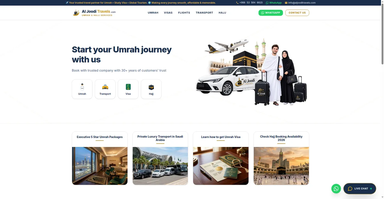 Al Joodi Travels - Umrah and Hajj Travel Website